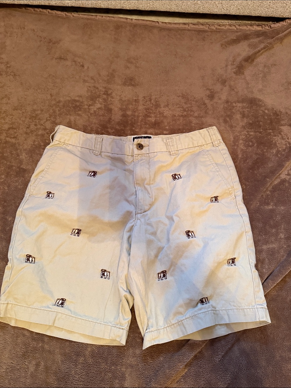 Men's Embroidered bulldog khaki shorts